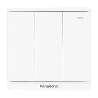 Panasonic Moderva - Bộ 3 Công Tắc C, 2 chiều, Bắt Vít Có Chỉ Báo Dạ Quang Màu Trắng | WMF516-1VN