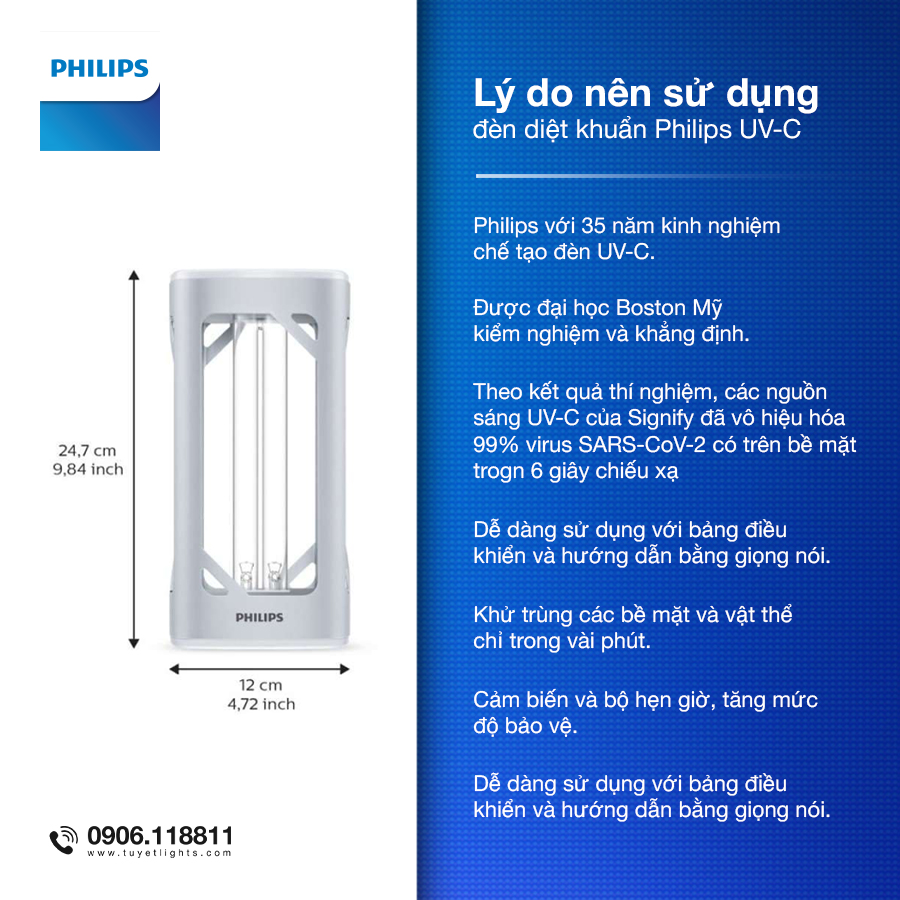 Đèn diệt khuẩn Philips UV-C (UVC Disinfection Desk Lamp 24W SVN)