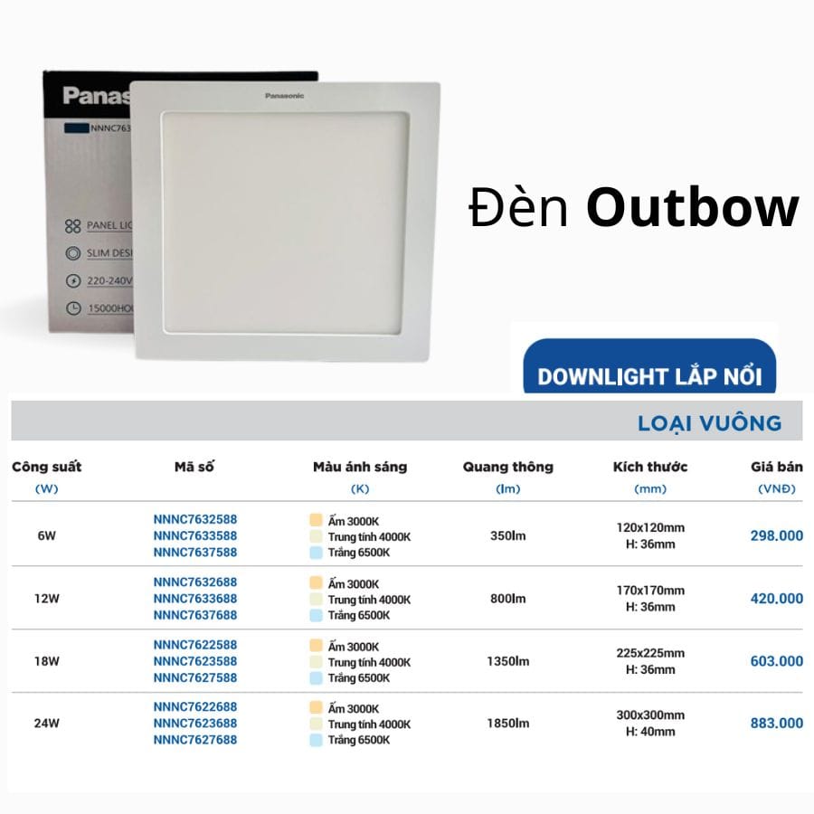 Panasonic - Đèn LED Ốp Trần Nổi Vuông 6W | NNNC7632588 / NNNC7633588 / NNNC7637588 