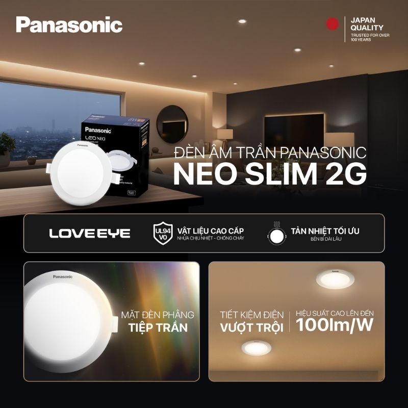 Đèn LED Âm Trần Panasonic Neo Slim 2G NNP73476A 12W | 3 Chế Độ Màu