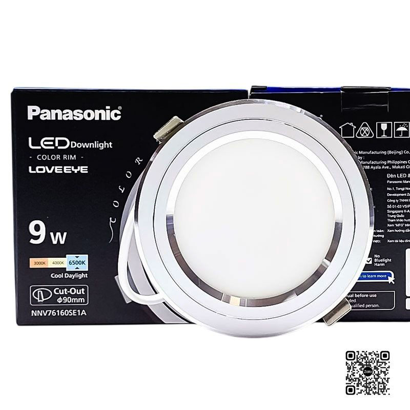 Đèn LED Âm Trần Panasonic Color Rim NNV76160SE1A Viền Bạc 9W | Đơn Sắc