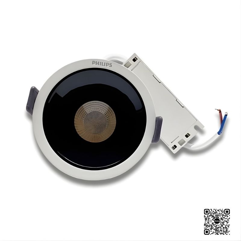 Đèn downlight âm trần LED Philips mặt đen tròn kèm bộ nguồn và dây điện