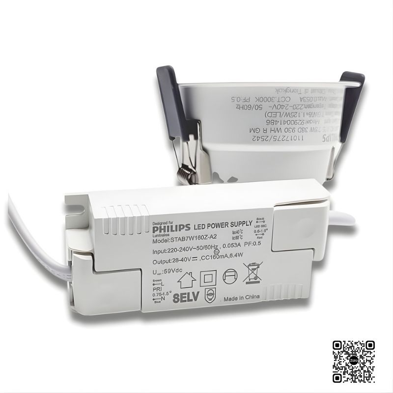 Nguồn điện LED Philips STAB7W160Z A2 kèm đèn LED âm trần màu trắng