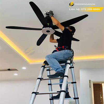 LẮP QUẠT TRẦN PANASONIC 5 CÁNH F-60XDN CHO CĂN HỘ CHUNG CƯ ONE VERANDAD QUẬN 2