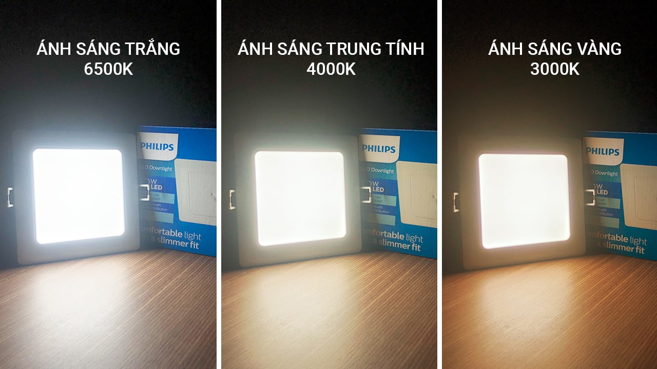 đèn LED âm trần có chế độ 3 màu sáng