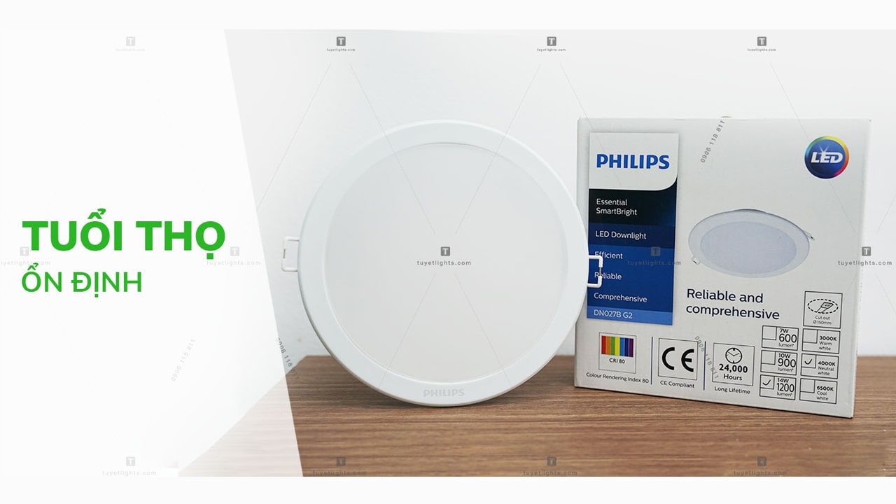 Đèn LED âm trần Philips có tuổi thọ cao và tiết kiệm điện năng