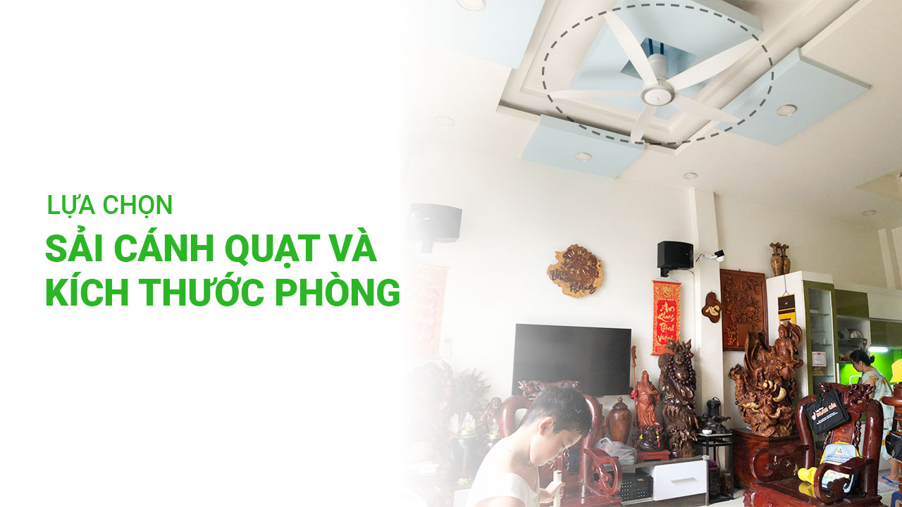 Sải cánh quạt và kích thước phòng