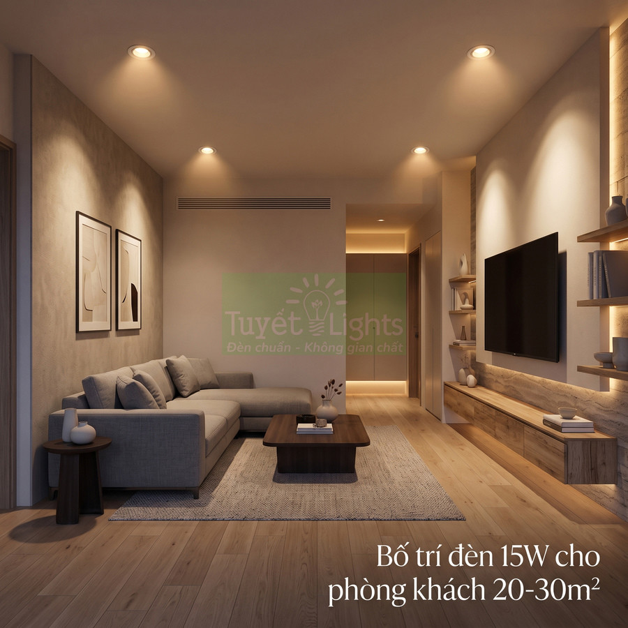 Đèn âm trần Tuyết Lights 15W chiếu sáng phòng khách hiện đại 20 đến 30 mét vuông