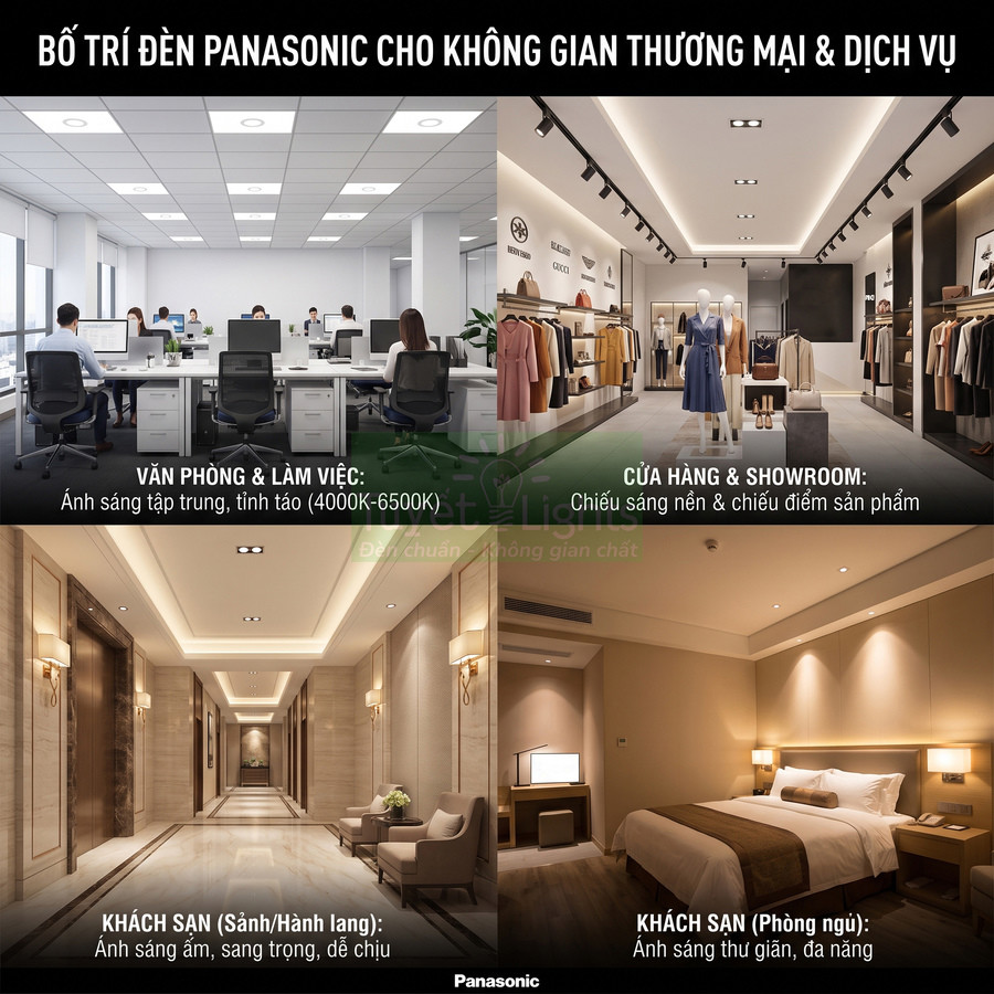 Bố trí đèn Panasonic cho văn phòng, cửa hàng thời trang và khách sạn với ánh sáng phù hợp từng không gian