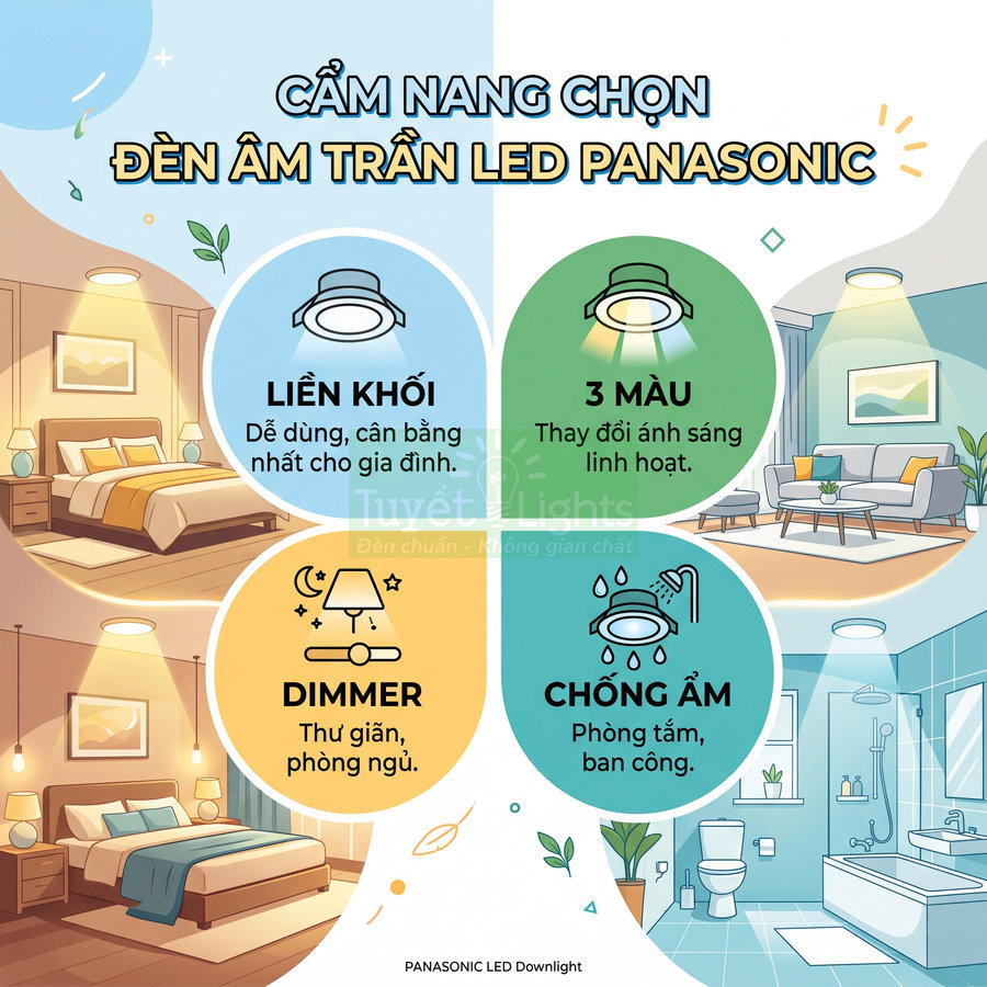 Đèn âm trần Panasonic giá bao nhiêu? Bảng giá theo công suất
