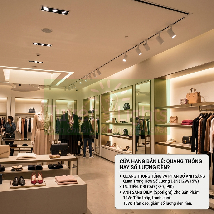 Đèn LED rọi ray chiếu sáng cửa hàng thời trang quần áo giày dép và túi xách cao cấp