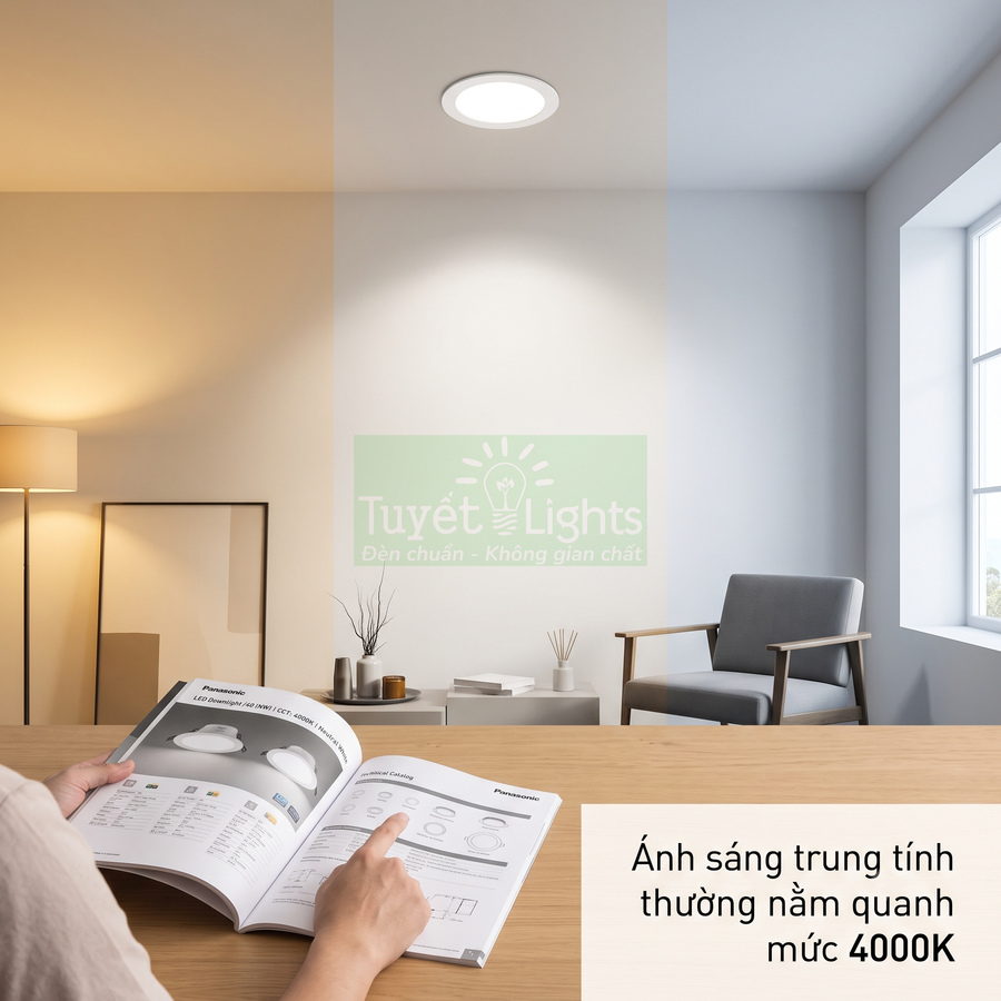 Đèn LED âm trần ánh sáng trung tính 4000K Tuyết Lights chiếu sáng phòng khách hiện đại