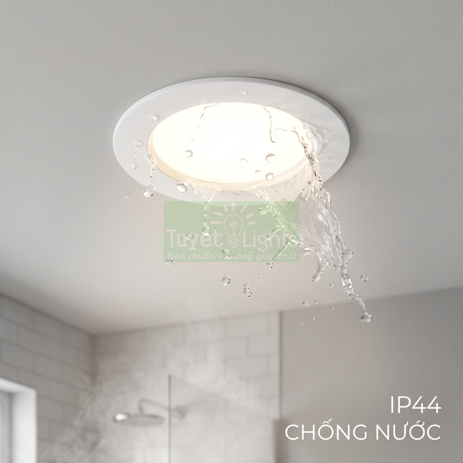 Đèn âm trần chống nước IP44 Tuyết Lights lắp trong phòng tắm, nước tạt trực tiếp không bị hỏng