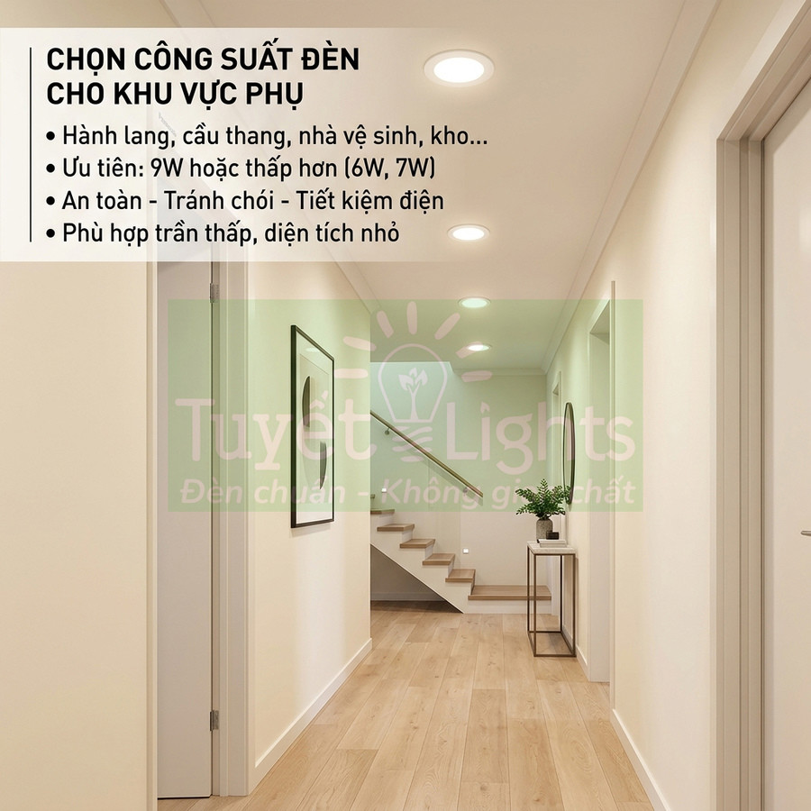 Đèn LED âm trần Tuyết Lights chiếu sáng hành lang cầu thang trần thấp tiết kiệm điện