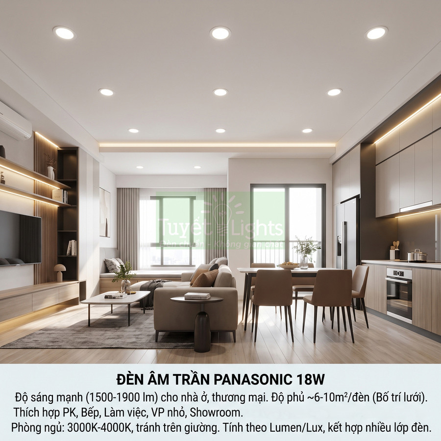 Đèn âm trần Panasonic 18W có sáng không?