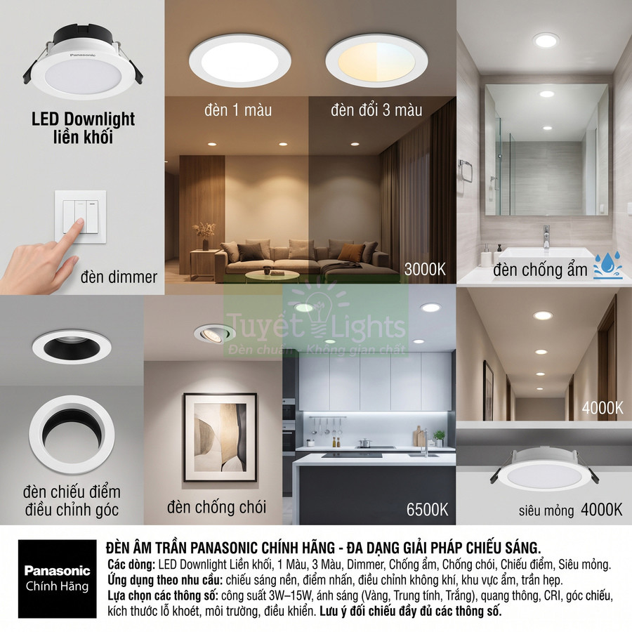 Đèn âm trần Panasonic chính hãng có những dòng nào?