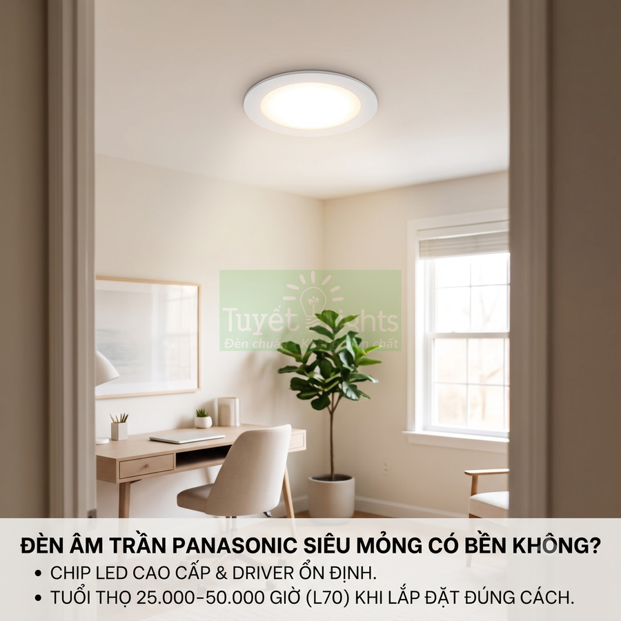 Đèn âm trần Panasonic siêu mỏng lắp trong phòng làm việc sáng hiện đại