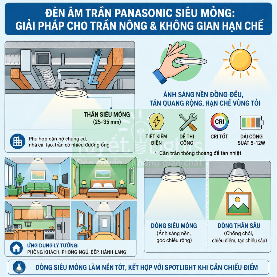 Đèn âm trần Panasonic siêu mỏng có tốt không?