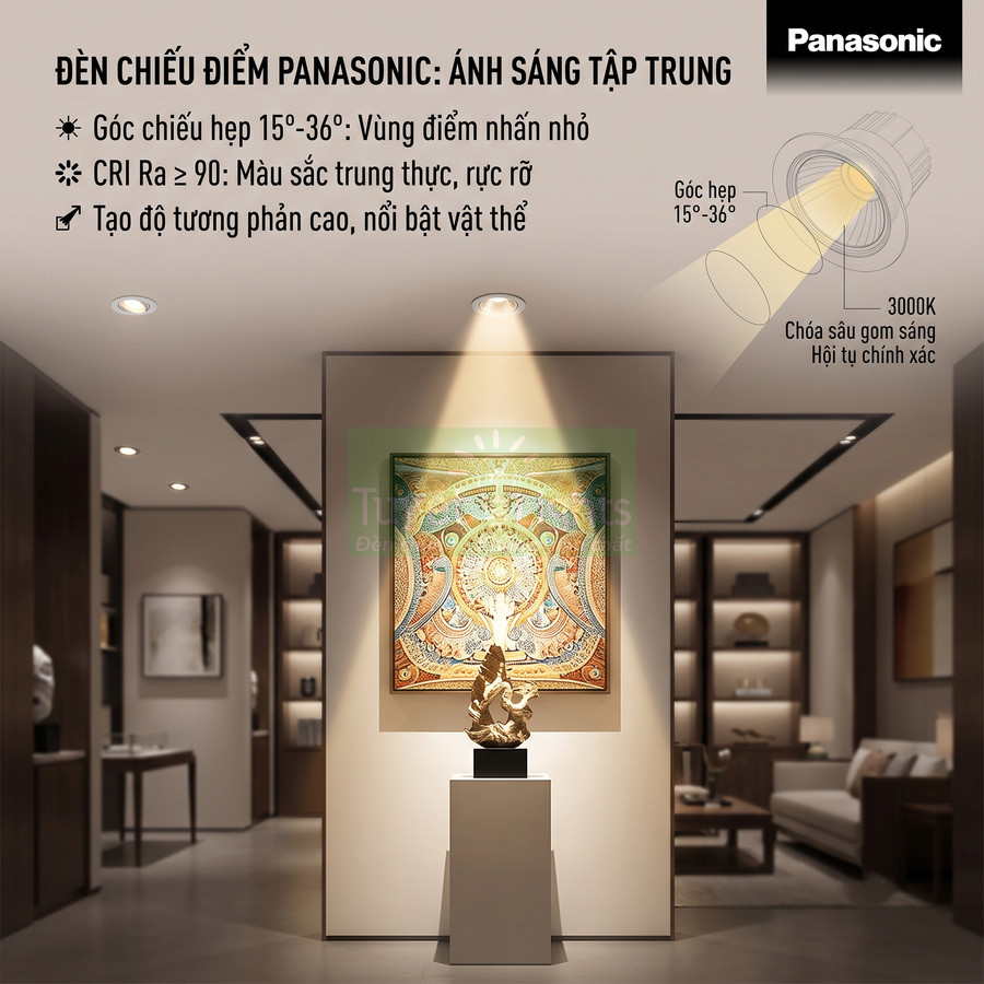 Đèn chiếu điểm Panasonic ánh sáng tập trung chiếu tranh và tượng trang trí trong phòng trưng bày