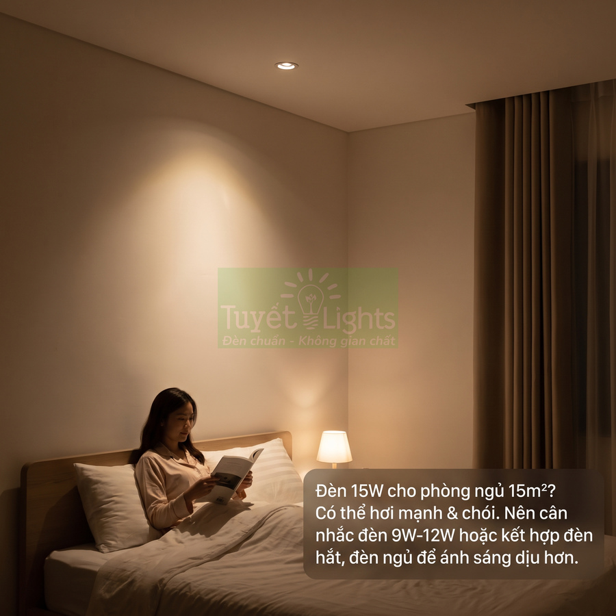 Đèn ngủ Tuyết Lights ánh sáng vàng dịu trong phòng ngủ, cô gái đọc sách trên giường dưới ánh đèn ấm áp