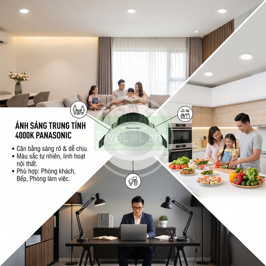 Đèn âm trần Panasonic ánh sáng trung tính có ưu điểm gì?