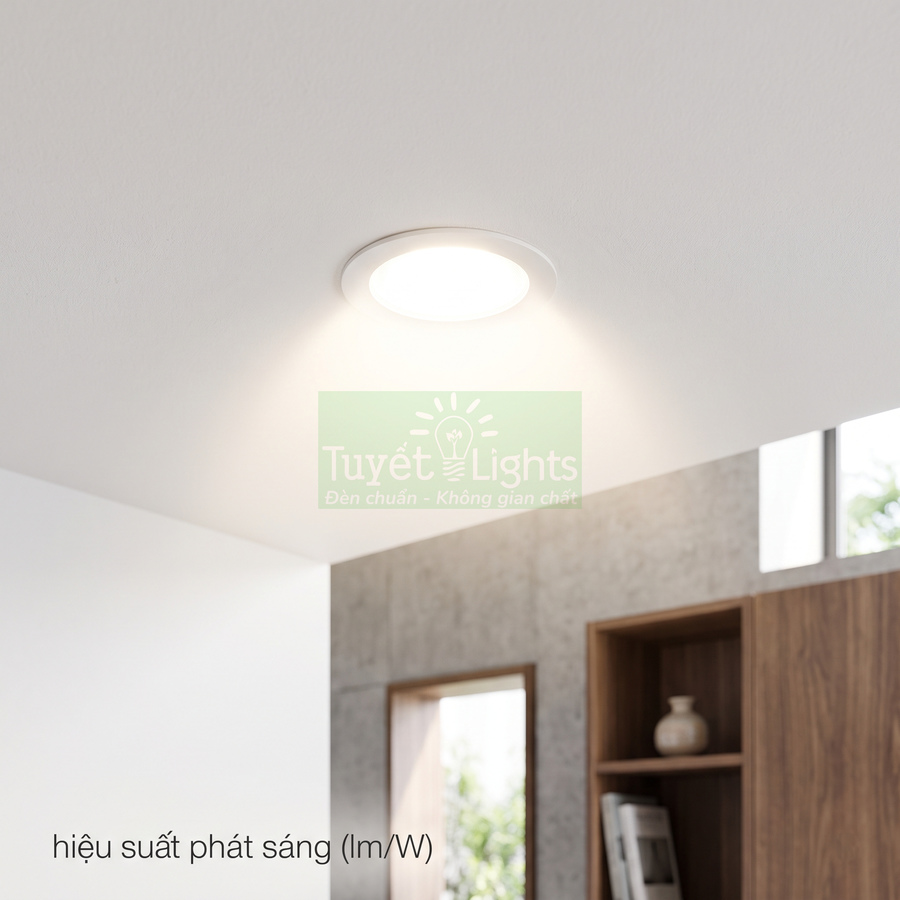 Đèn LED âm trần Tuyết Lights ánh sáng trắng lắp trên trần phòng khách hiện đại