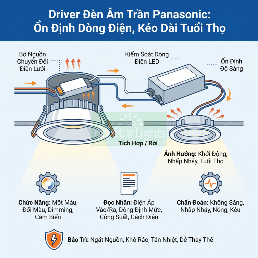 Driver đèn âm trần Panasonic là gì và có tác dụng gì?