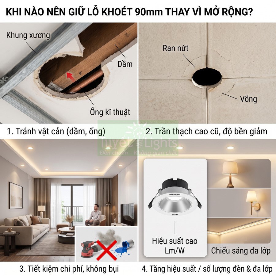 Đèn downlight âm trần Panasonic lỗ khoét 90mm cho trần thạch cao phòng khách hiện đại