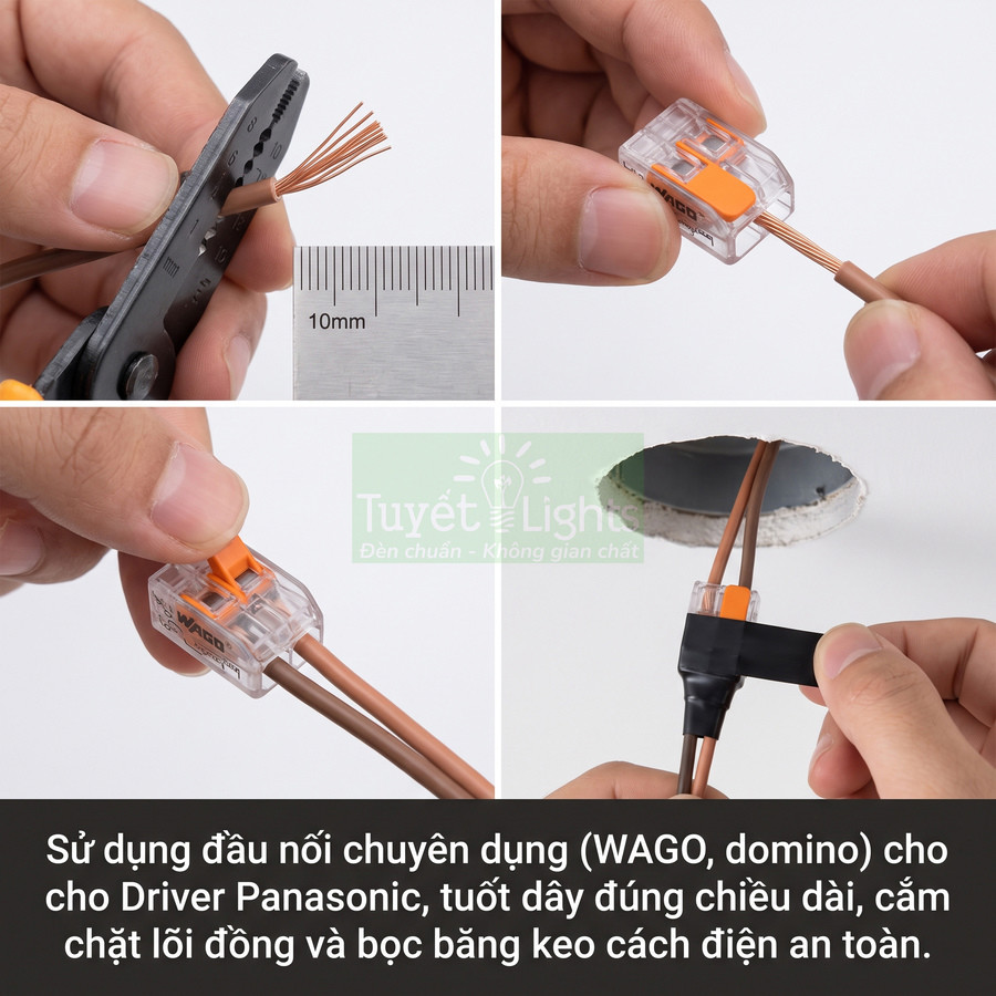 Hướng dẫn đấu nối dây điện bằng đầu nối WAGO và băng keo cách điện an toàn