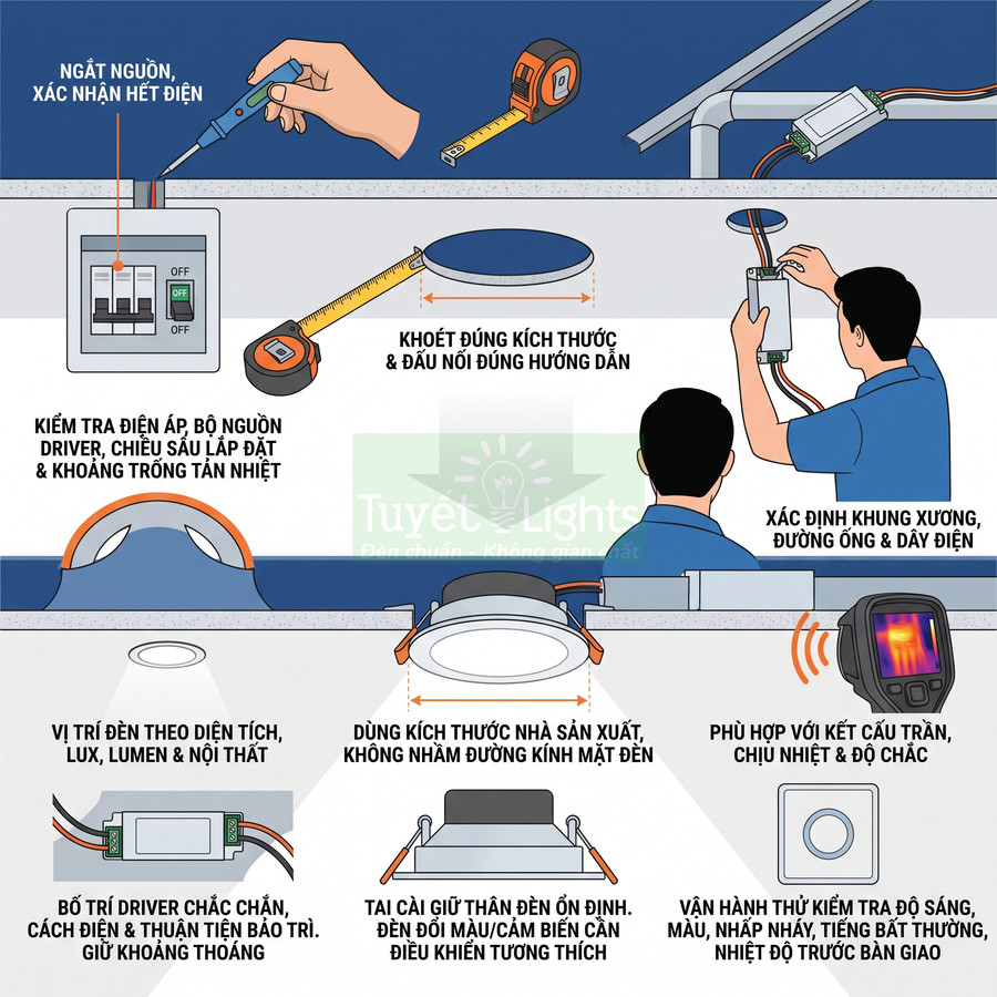 Cách lắp đèn âm trần Panasonic đúng kỹ thuật