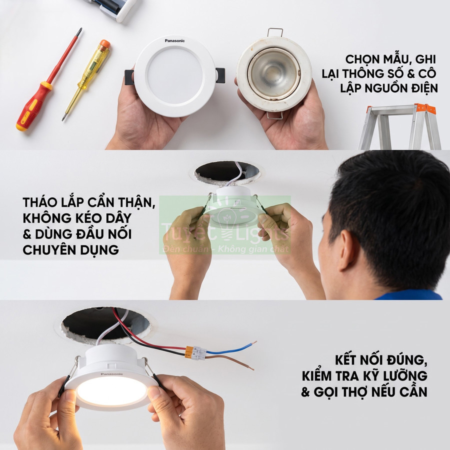 Cách thay đèn âm trần Panasonic tại nhà