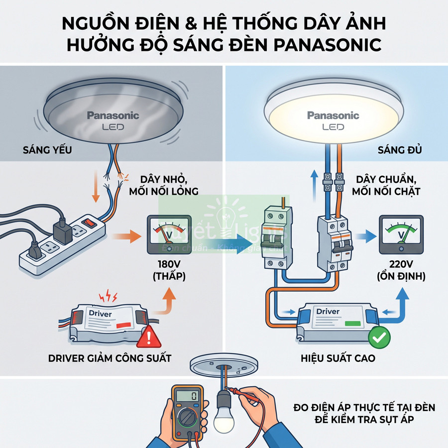 Sơ đồ hướng dẫn lắp đặt và đấu dây đèn LED Panasonic đúng chuẩn để đạt độ sáng và hiệu suất cao