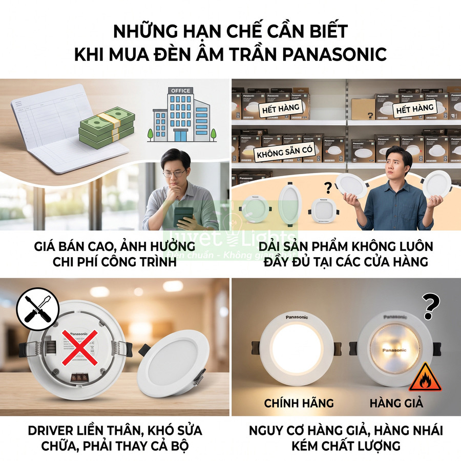 Các hạn chế khi mua đèn âm trần Panasonic chính hãng và nguy cơ mua phải hàng giả kém chất lượng