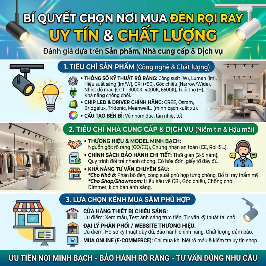 Mua đèn rọi ray ở đâu uy tín, chất lượng?