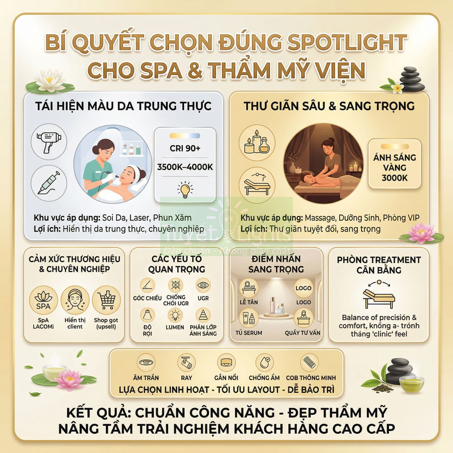 Đèn spotlight cho spa và thẩm mỹ viện nên chọn loại nào?