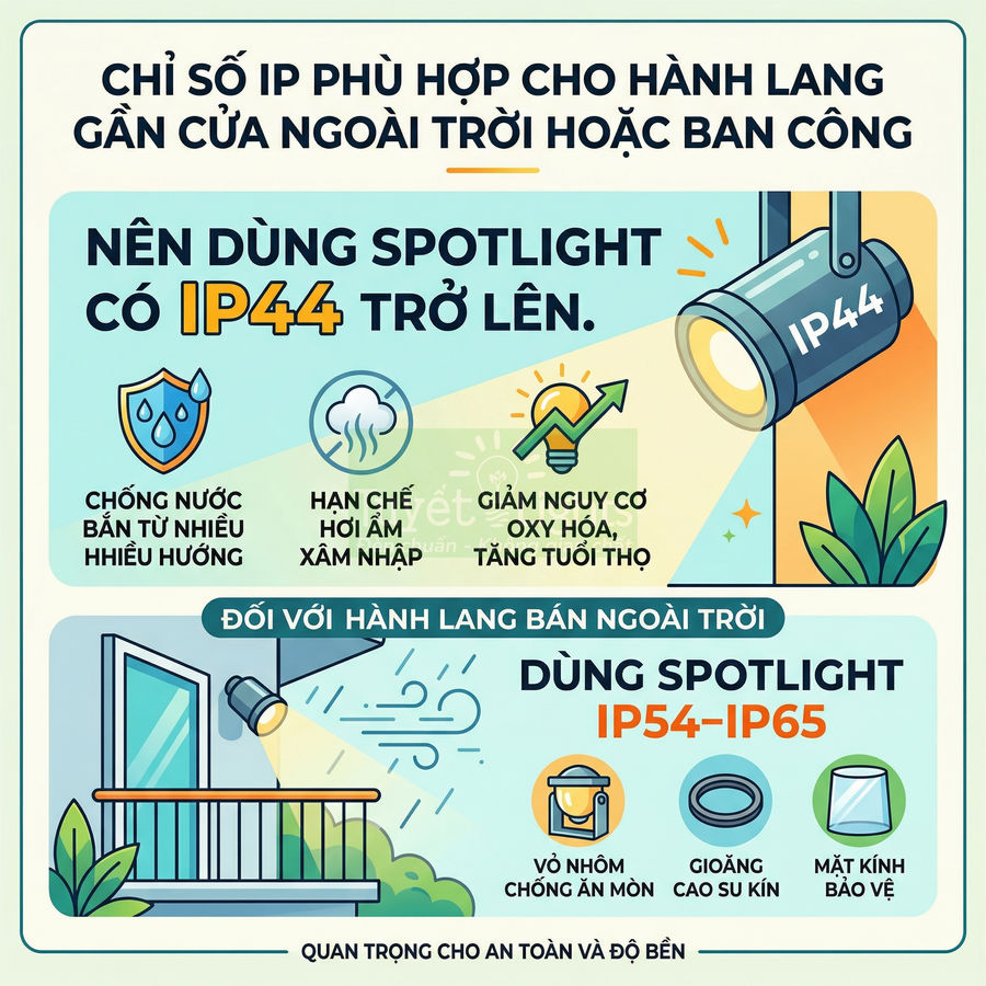Hướng dẫn chọn đèn spotlight ngoài trời với chỉ số IP44 trở lên, chống nước, chống ẩm, tăng độ bền an toàn