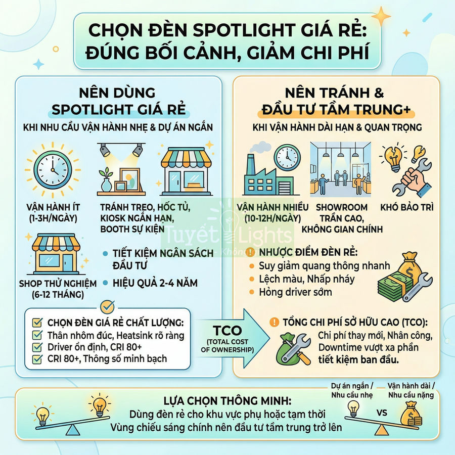 Đèn spotlight giá rẻ có nên sử dụng không?