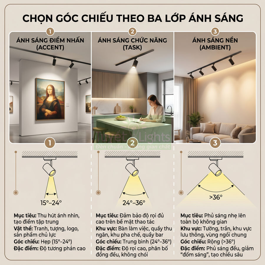 Đèn rọi ray ba chế độ chiếu sáng điểm nhấn, chức năng và nền cho tranh, bàn bếp và phòng khách