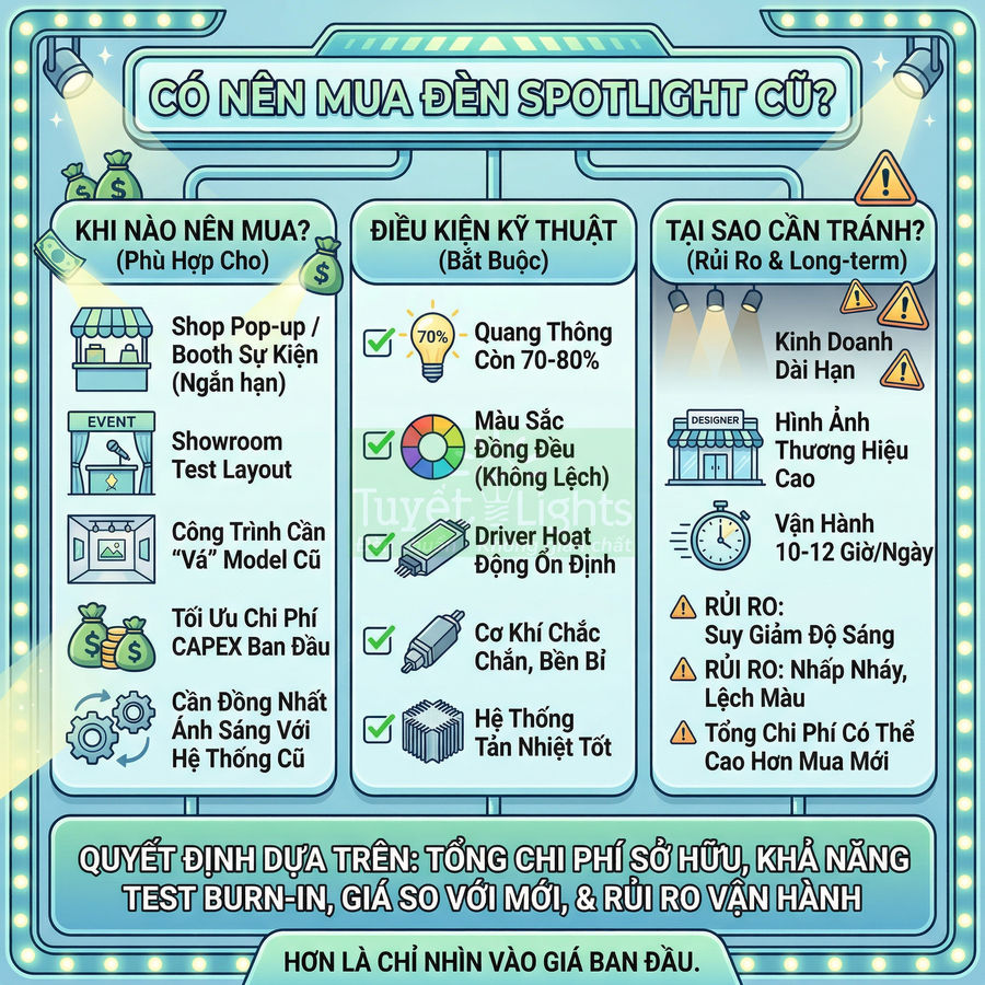 Có nên mua đèn spotlight cũ không?