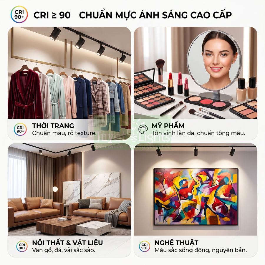 Đèn rọi ray CRI 90 chiếu sáng thời trang, mỹ phẩm, nội thất và tranh nghệ thuật với màu sắc trung thực