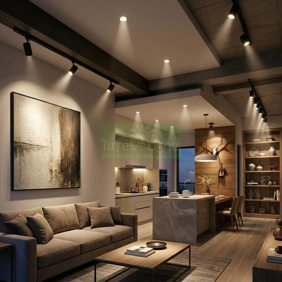 Trần đèn spotlight phù hợp với không gian nào?