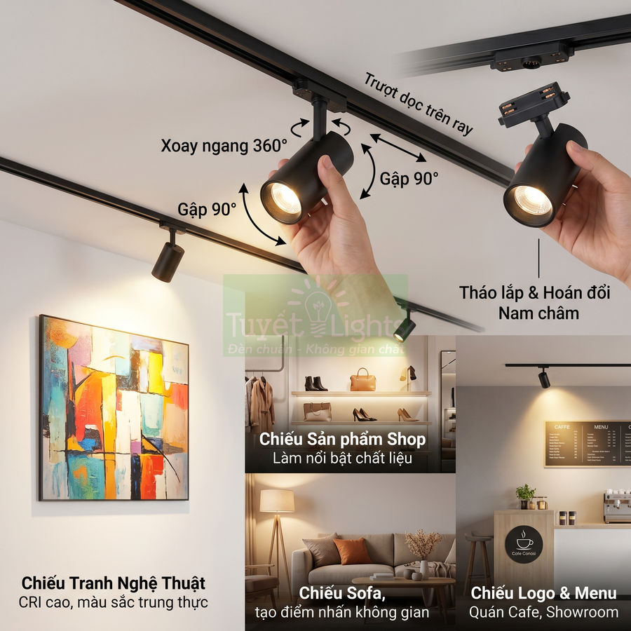 Đèn rọi ray có chỉnh hướng được không?