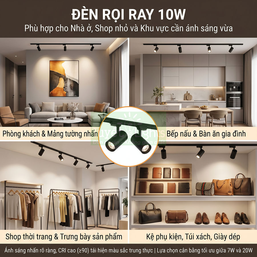 Đèn rọi ray 10W chiếu sáng phòng khách, bếp, shop thời trang và kệ trưng bày phụ kiện