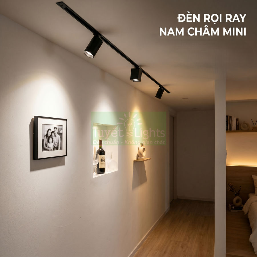 Đèn rọi ray nam châm mini Tuyết Lights chiếu sáng hành lang nội thất hiện đại