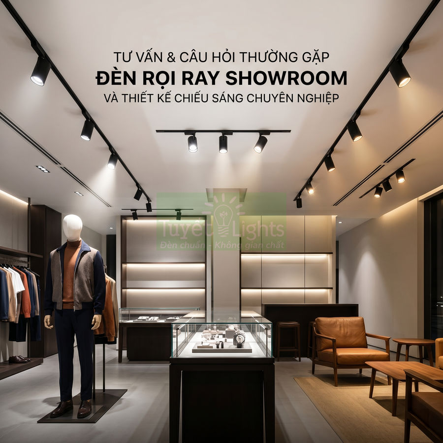Đèn rọi ray showroom chiếu sáng chuyên nghiệp cho cửa hàng thời trang cao cấp