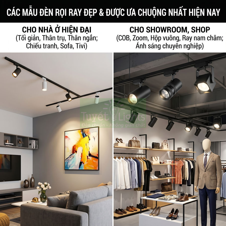 Top mẫu đèn rọi ray đẹp được ưa chuộng hiện nay