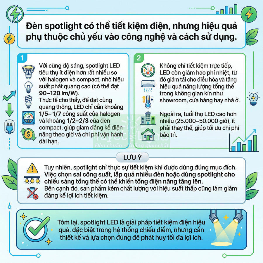 Đèn spotlight có tiết kiệm điện không?