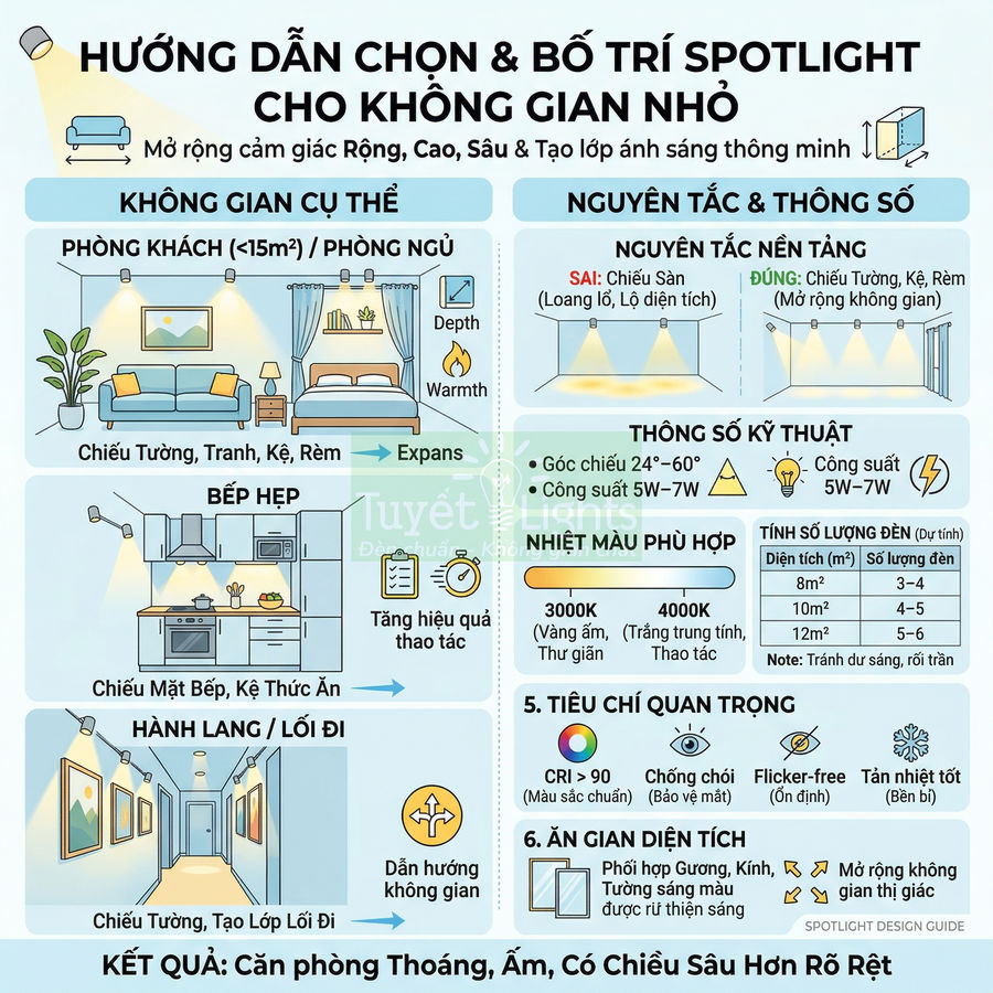 Chọn đèn spotlight cho không gian nhỏ như thế nào?