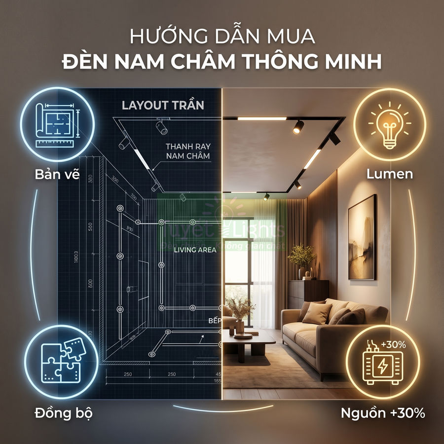 Kinh nghiệm mua đèn rọi ray nam châm để không bị đội chi phí