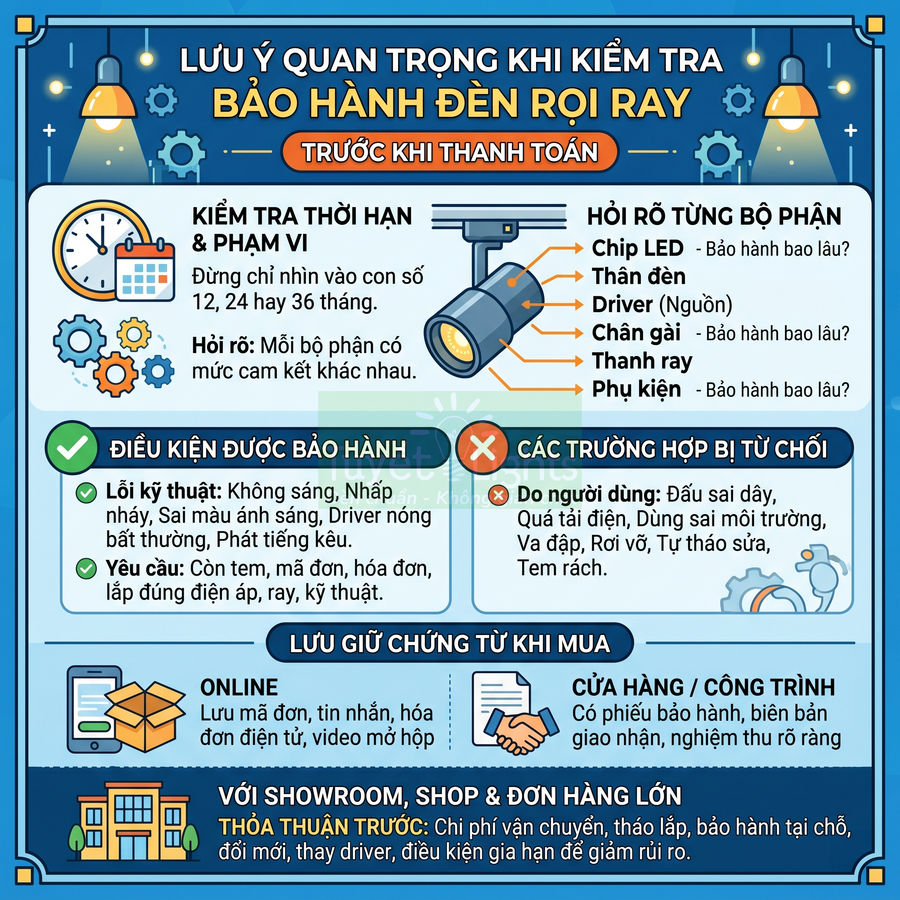 Chính sách bảo hành đèn rọi ray: Người mua cần lưu ý gì?